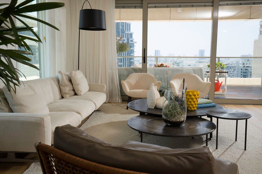 The Main Penthouse פרויקט תכנון ועיצוב פנים - צילום סלון תקריב | GMA אדריכלים